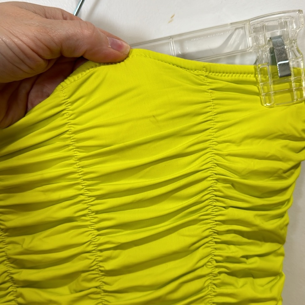 *NEW* ZARA STRAPLESS NEON YELLOW RUCHED ONE PIECE SWIM SUIT SMALL - Picture 8 of 8